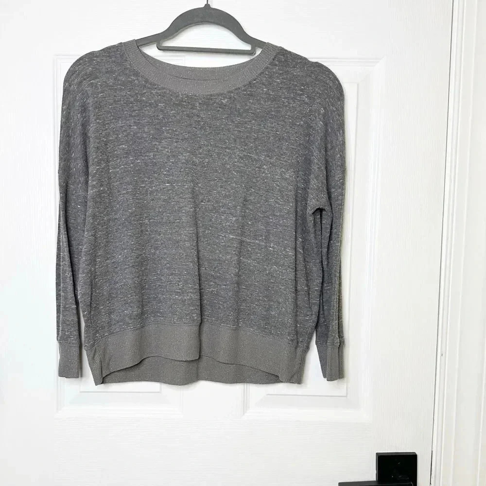 MADEWELL Hi-Line Size Small Gray Space Dye Cropped‎ Length Long Sleeve Tee